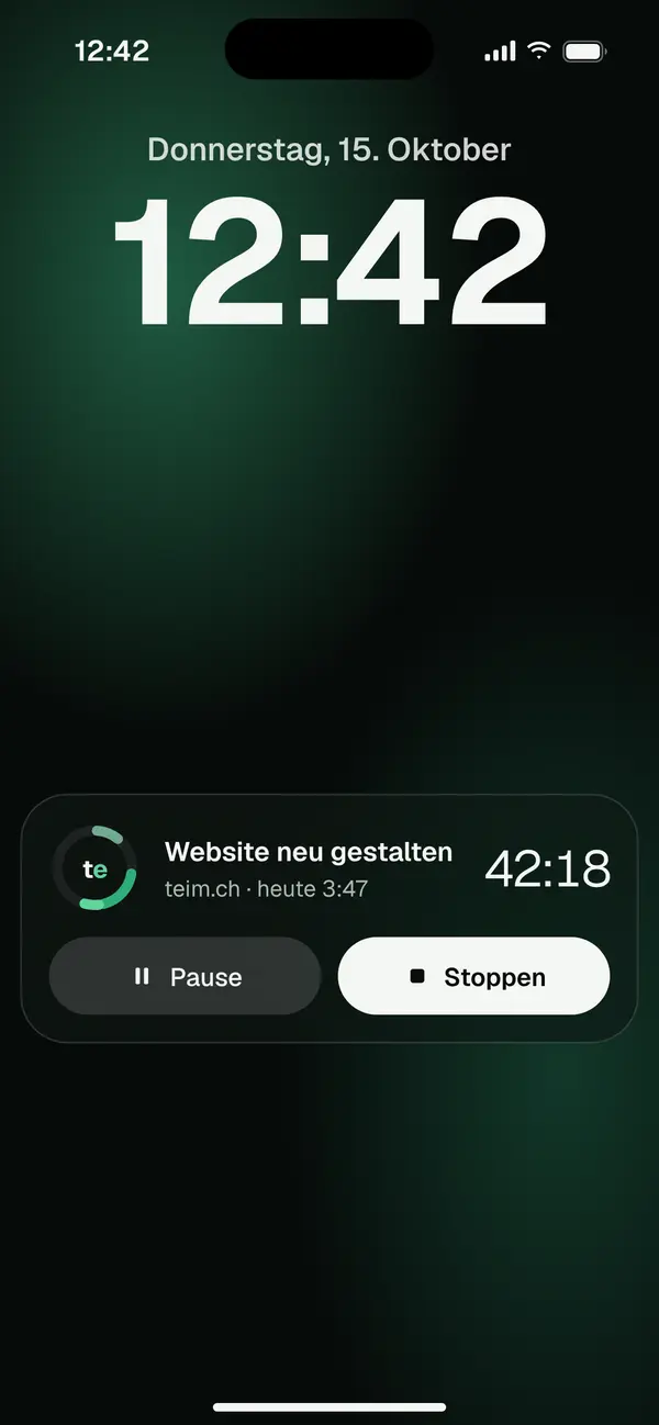 Lock screen with the teim timer running