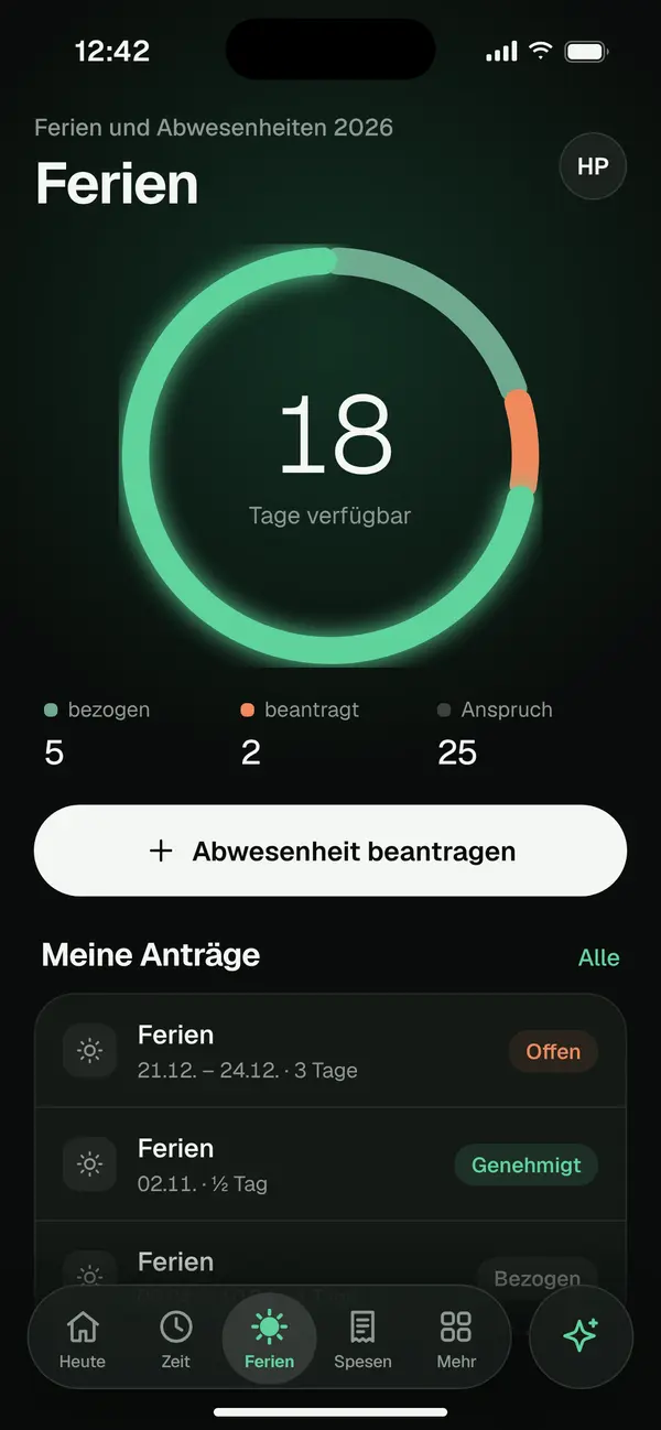 Leave balance with remaining days